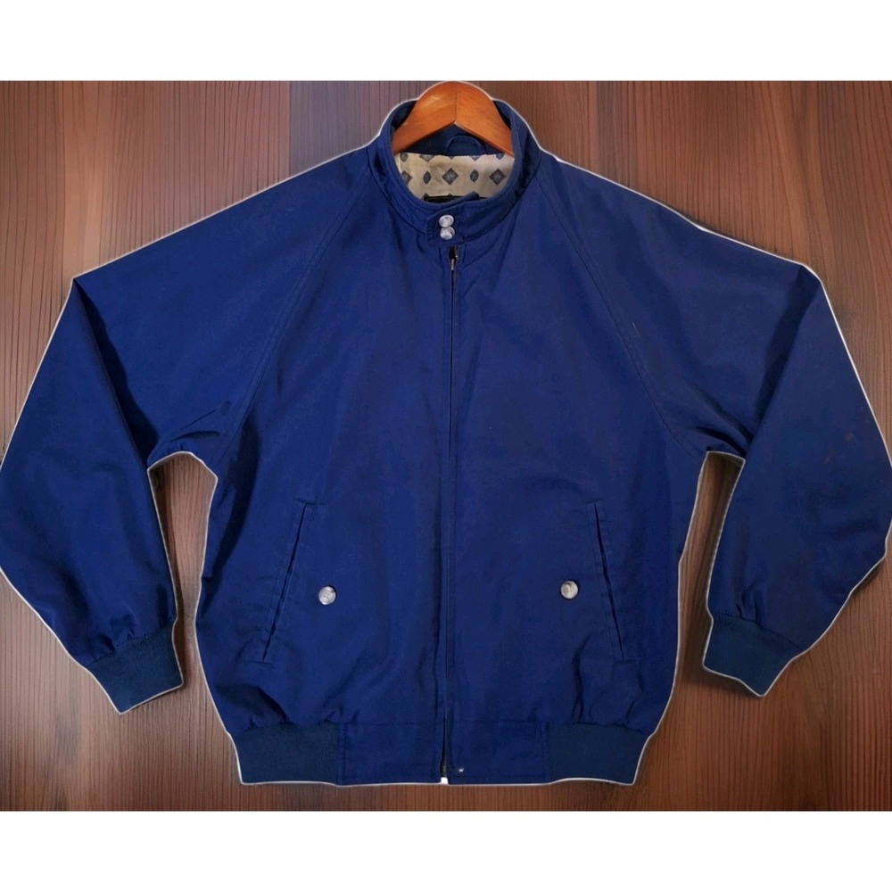 VTG Eddie Bauer Bi-Swing Jacket Men's Small Blue Bomber Lined 90s Geometric